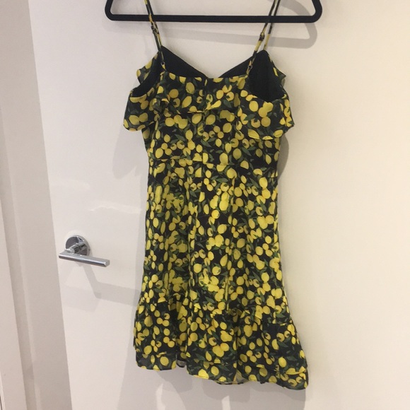 Parker lemon print ruched ruffle mini dress - Picture 3 of 4